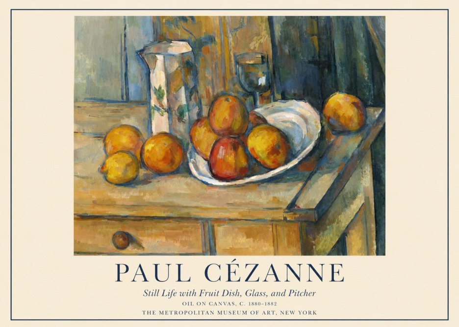 Paul Cézanne Still Life with Fruit Dish, Glass, and Pitcher No1 - Poster