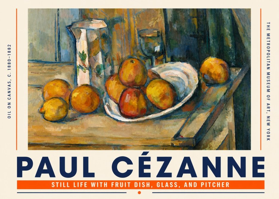 Paul Cézanne Still Life with Fruit Dish, Glass, and Pitcher No4 - Poster