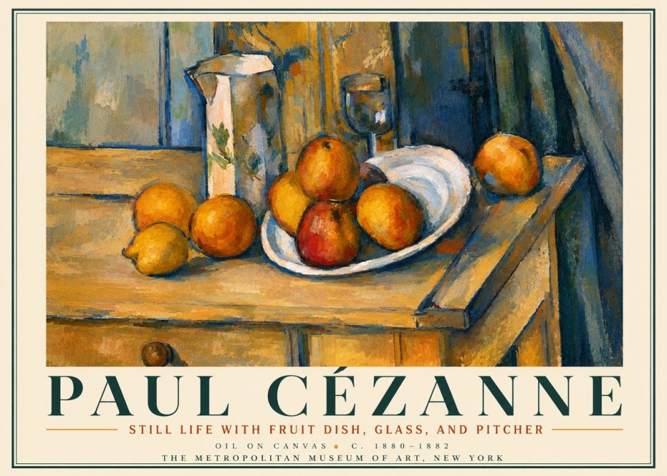 Paul Cézanne Still Life with Fruit Dish, Glass, and Pitcher No5 - Poster