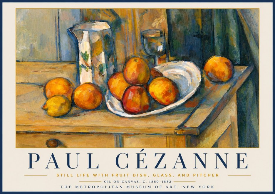 Paul Cézanne Still Life with Fruit Dish, Glass, and Pitcher No6 - Poster