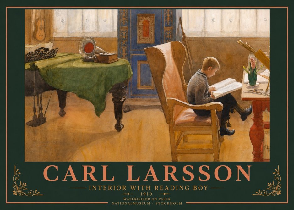 Carl Larsson Interior with Reading Boy No5 - Poster