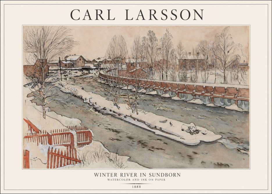 Carl Larsson Winter River in Sundborn No1 - Poster