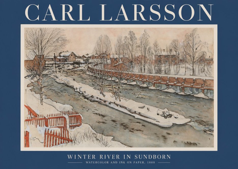 Carl Larsson Winter River in Sundborn No2 - Poster