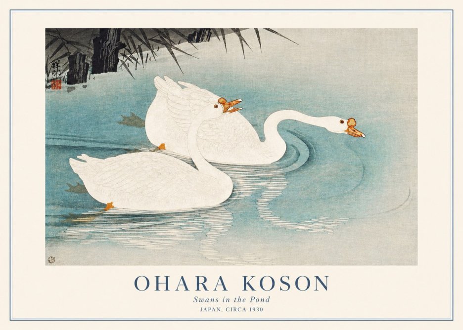 Ohara Koson Two Swans No2 - Poster