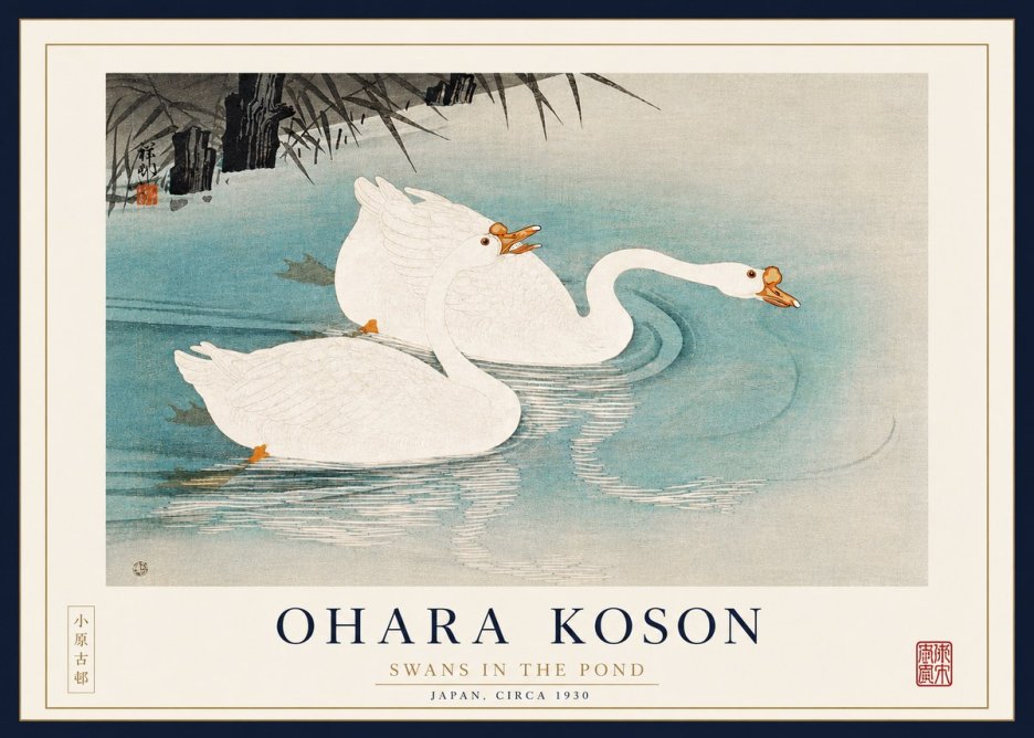 Ohara Koson Two Swans No4 - Poster