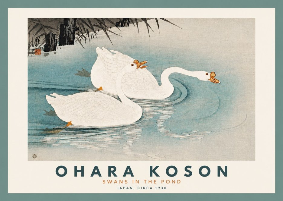 Ohara Koson Two Swans No5 - Poster
