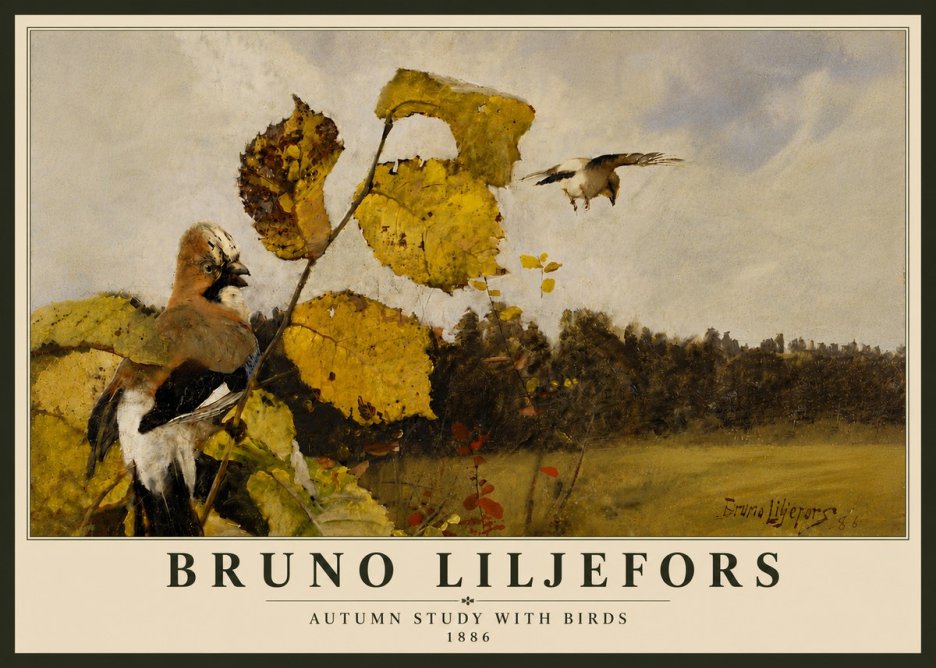 Bruno Liljefors Autumn Study with Birds No6 - Poster