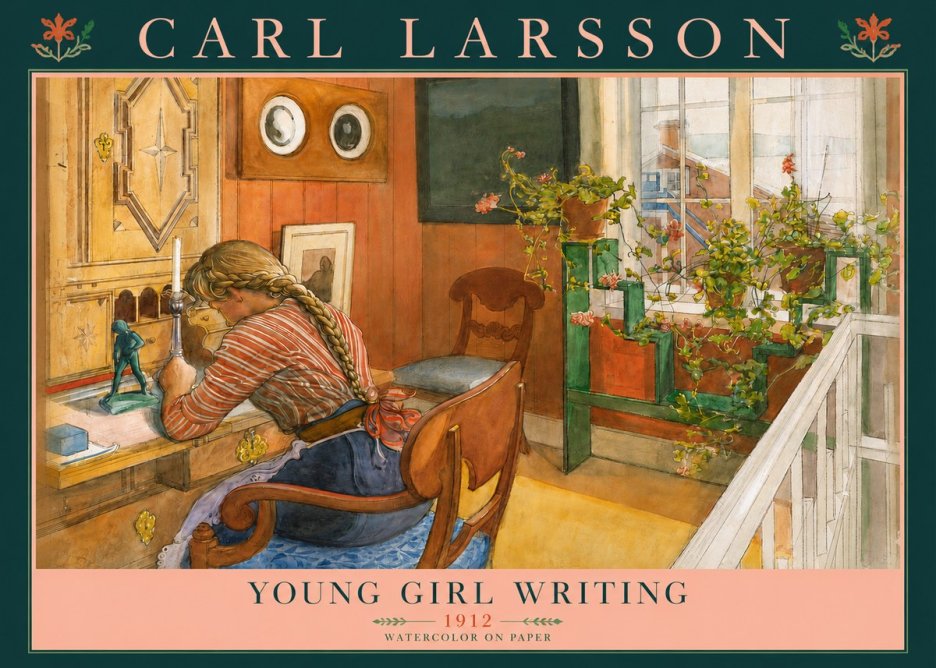 Carl Larsson Young Girl Writing No3 - Poster