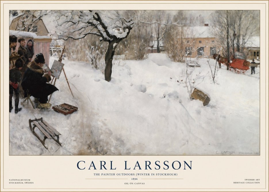 Carl Larsson The Painter Outdoors (Winter in Stockholm) No1 - Poster