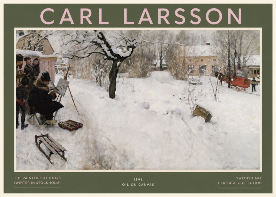 Carl Larsson The Painter Outdoors (Winter in Stockholm) No3 - Poster