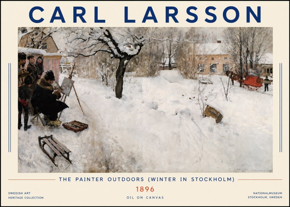 Carl Larsson The Painter Outdoors (Winter in Stockholm) No4 - Poster
