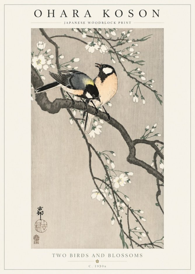 Ohara Koson Two Birds and Blossoms I No2 - Poster