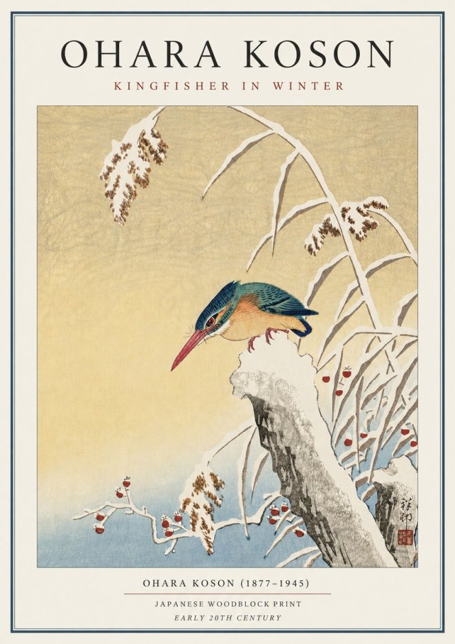 Ohara Koson Kingfisher in Winter I No3 - Poster