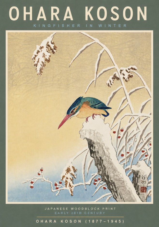 Ohara Koson Kingfisher in Winter I No6 - Poster