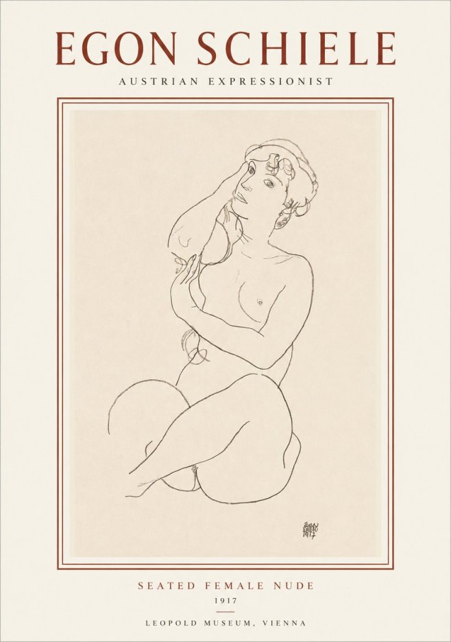 Schiele Seated Female Nude No1 - Poster
