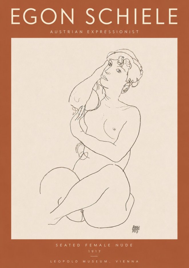 Schiele Seated Female Nude No3 - Poster