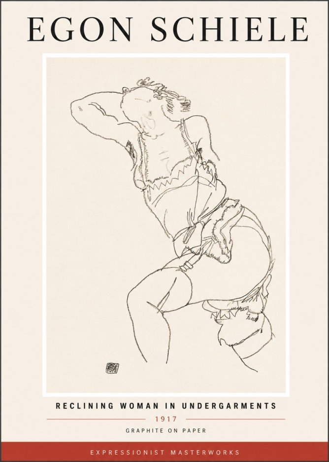 Schiele Reclining Woman in Undergarments No4 - Poster