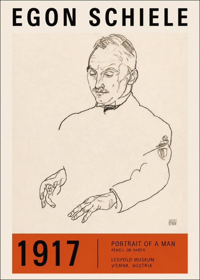 Schiele Portrait of a Man No2 - Poster