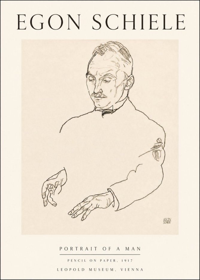 Schiele Portrait of a Man No4 - Poster