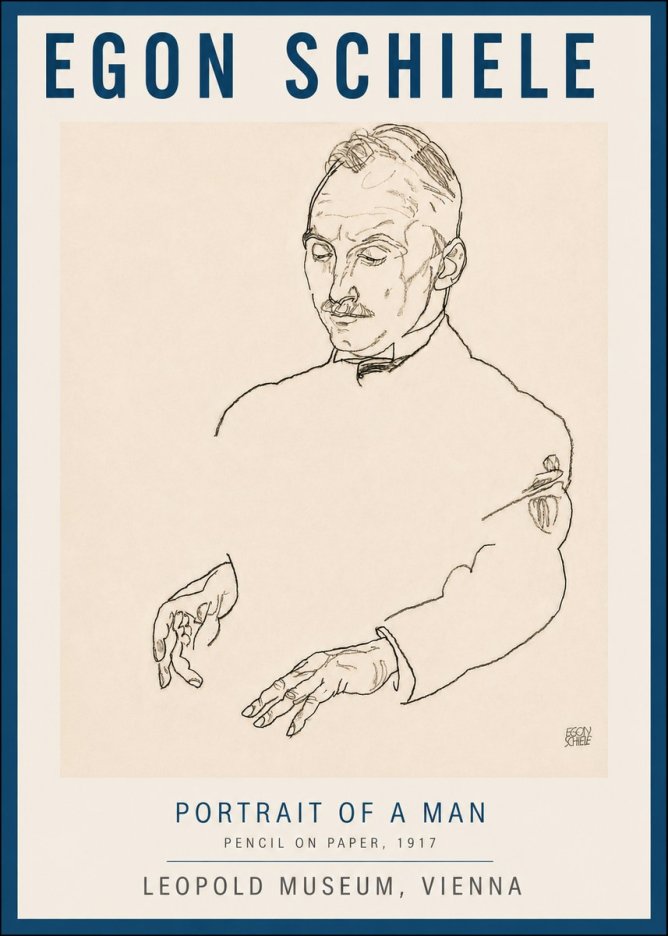 Schiele Portrait of a Man No6 - Poster