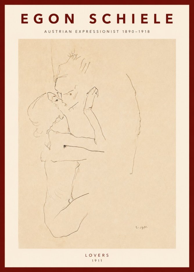 Schiele Lovers No2 - Poster
