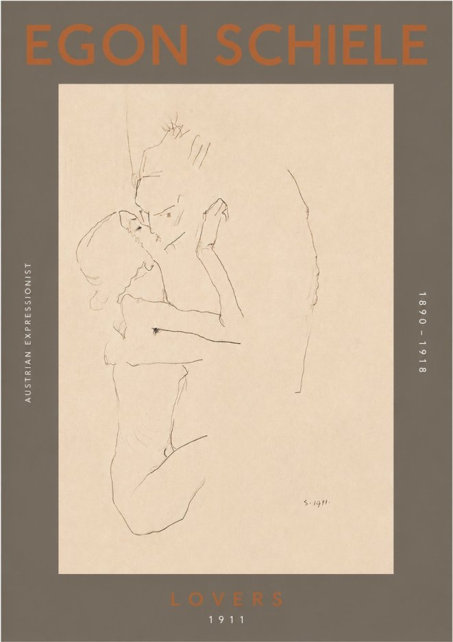 Schiele Lovers No4 - Poster