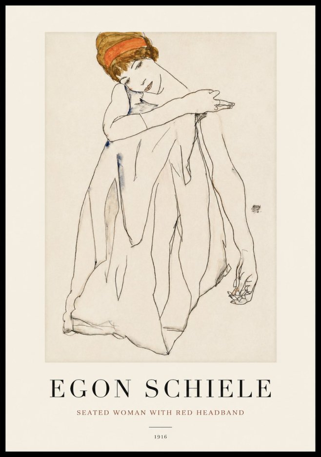 Schiele Seated Woman with Red Headband No1 - Poster