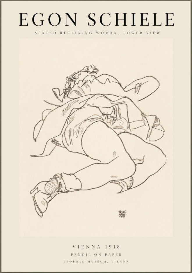 Schiele Seated Reclining Woman, Lower View No1 - Poster