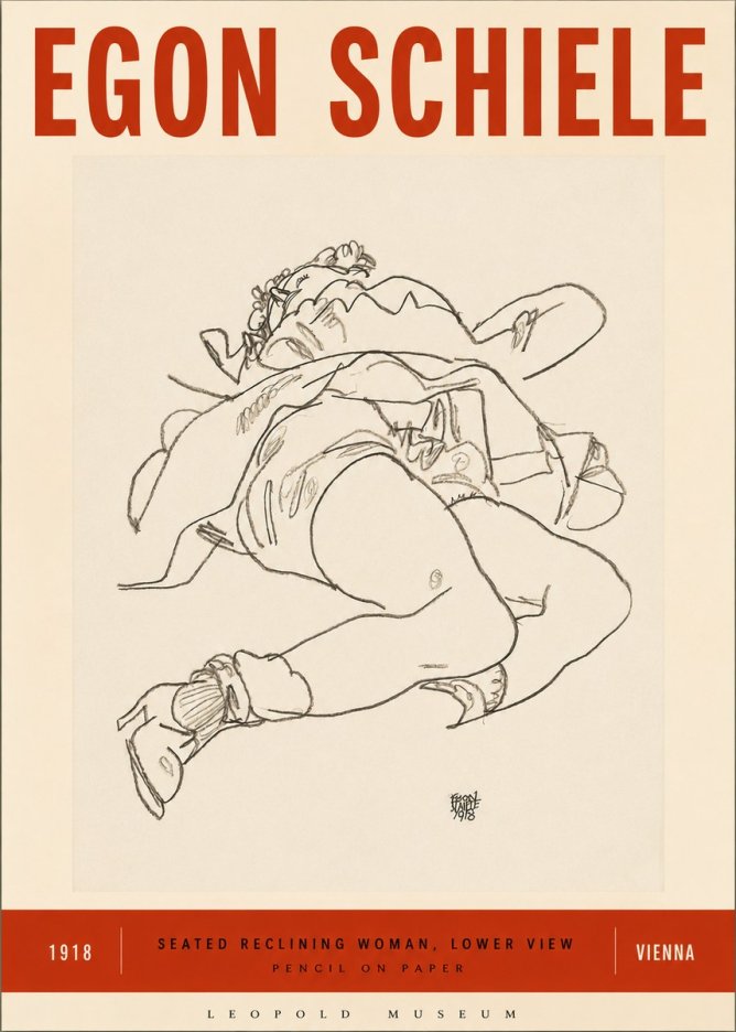 Schiele Seated Reclining Woman, Lower View No3 - Poster
