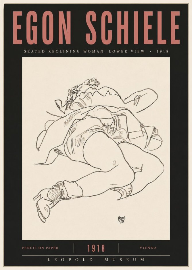 Schiele Seated Reclining Woman, Lower View No5 - Poster