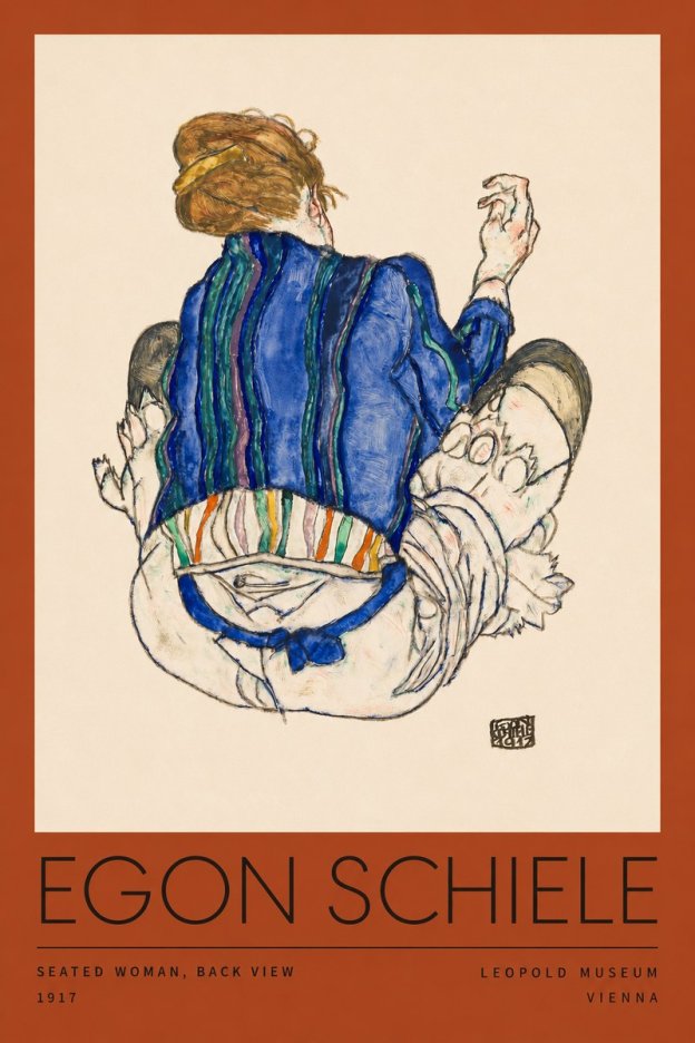 Schiele Seated Woman, Back View No2 - Poster