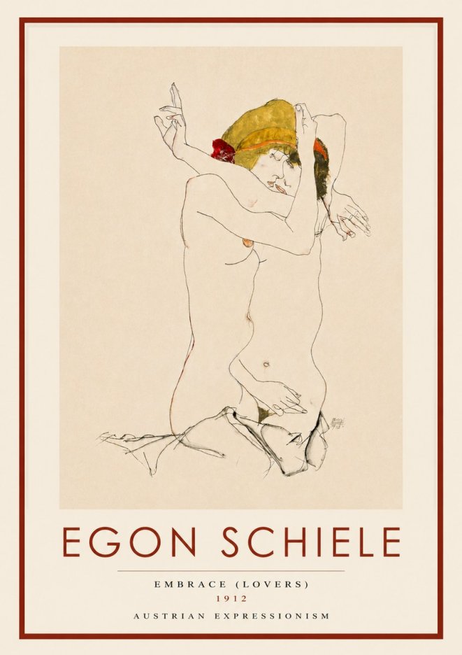 Schiele Embrace (Lovers) No3 - Poster