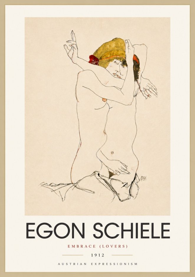 Schiele Embrace (Lovers) No4 - Poster