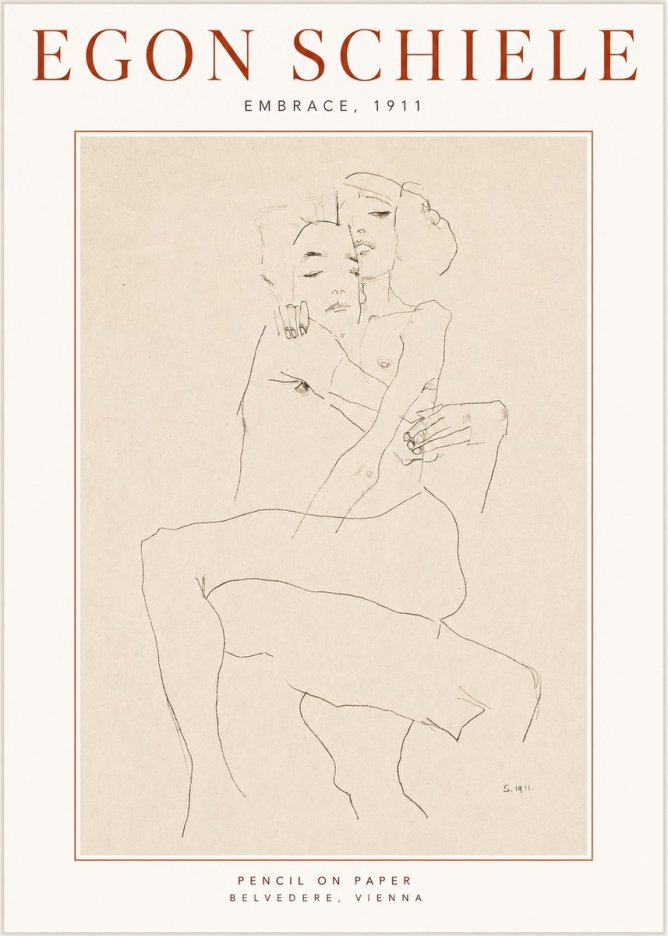Schiele Embrace, 1911 No3 - Poster