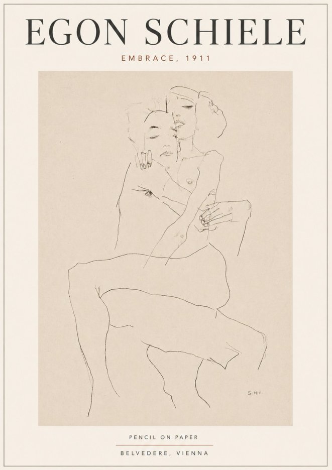 Schiele Embrace, 1911 No5 - Poster