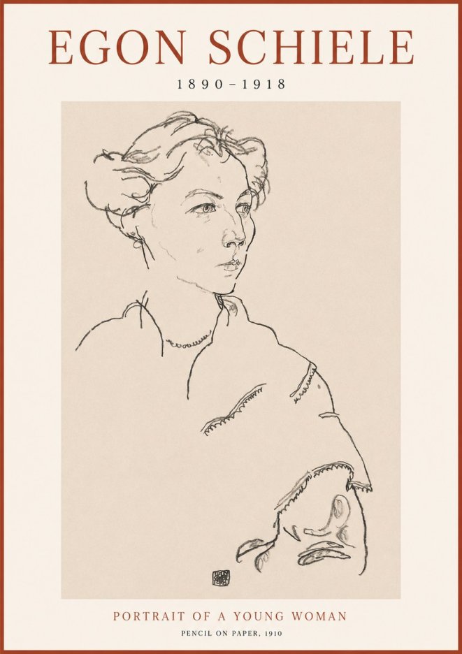 Schiele Portrait of a Young Woman No1 - Poster