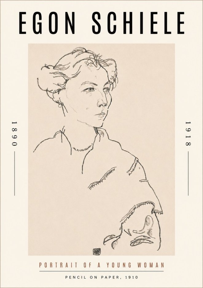 Schiele Portrait of a Young Woman No3 - Poster
