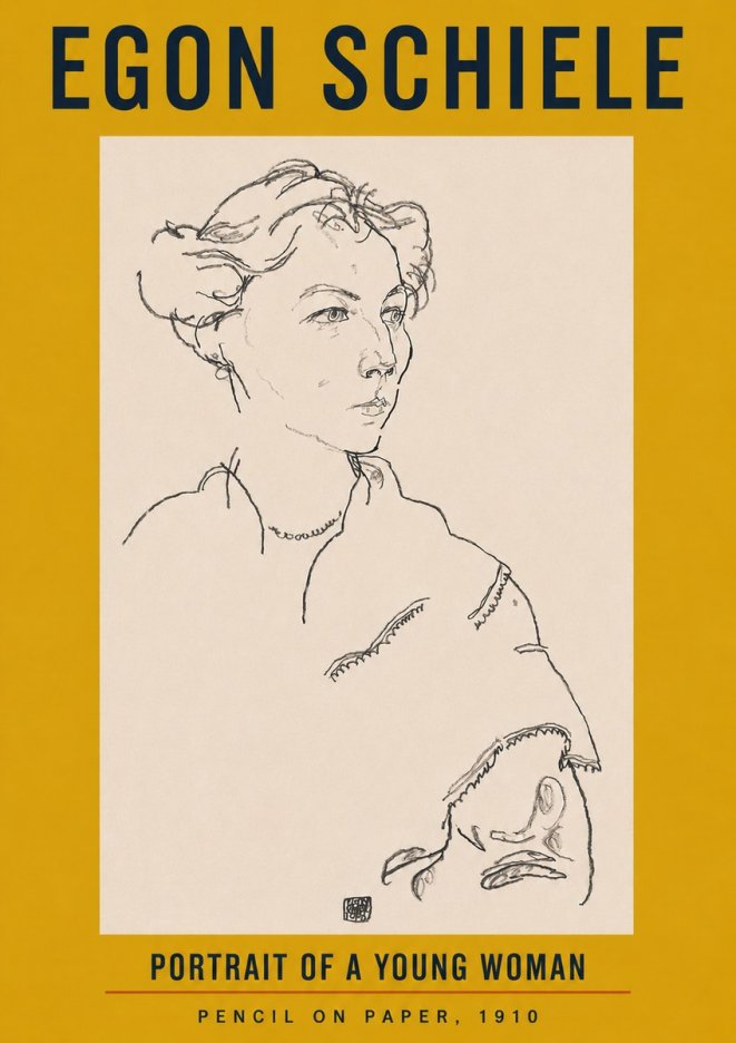 Schiele Portrait of a Young Woman No4 - Poster