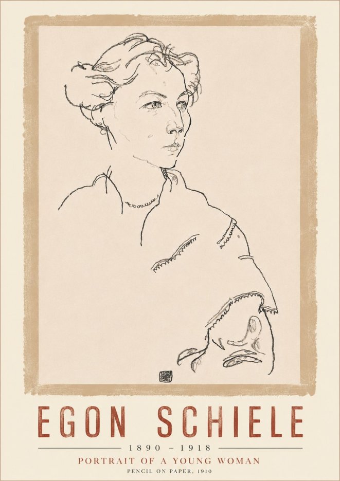 Schiele Portrait of a Young Woman No6 - Poster