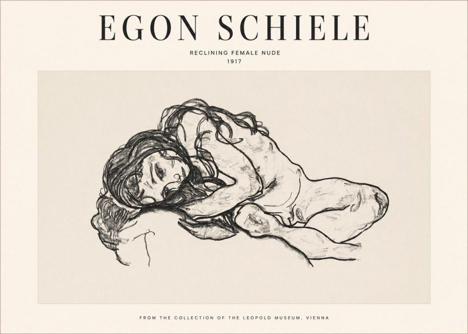 Schiele Reclining Female Nude No1 - Poster