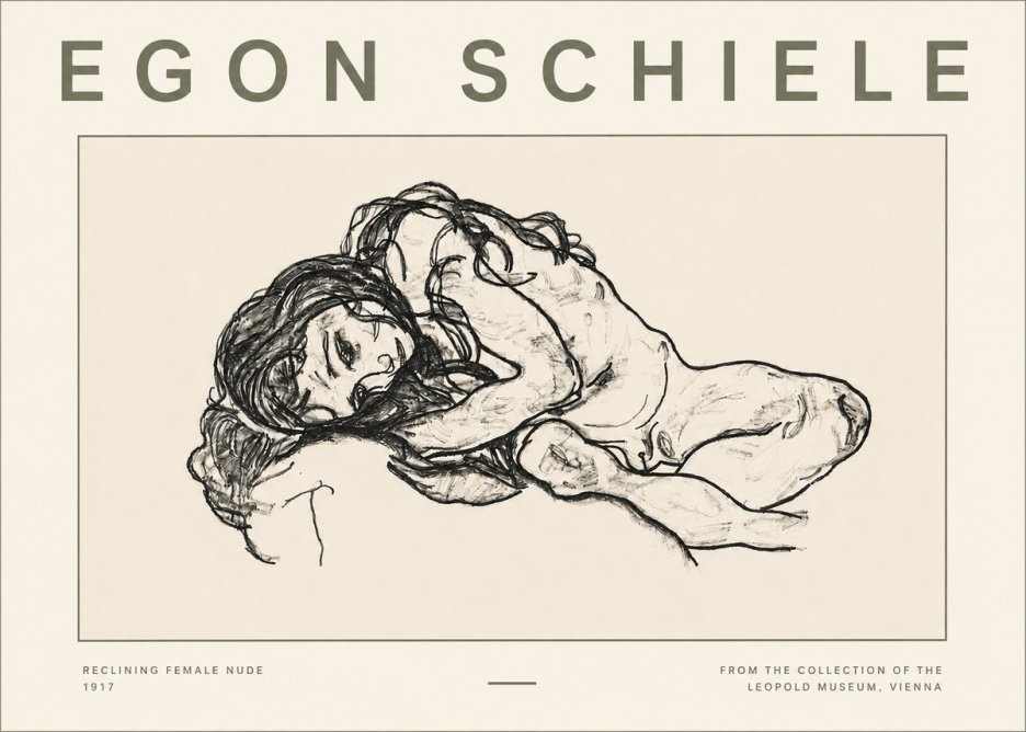 Schiele Reclining Female Nude No4 - Poster