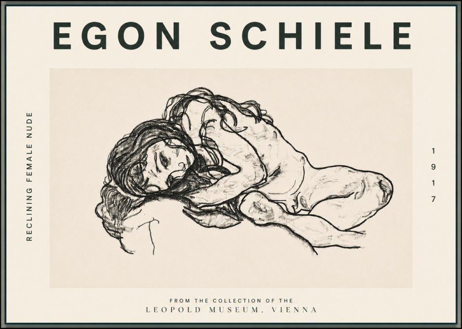 Schiele Reclining Female Nude No5 - Poster