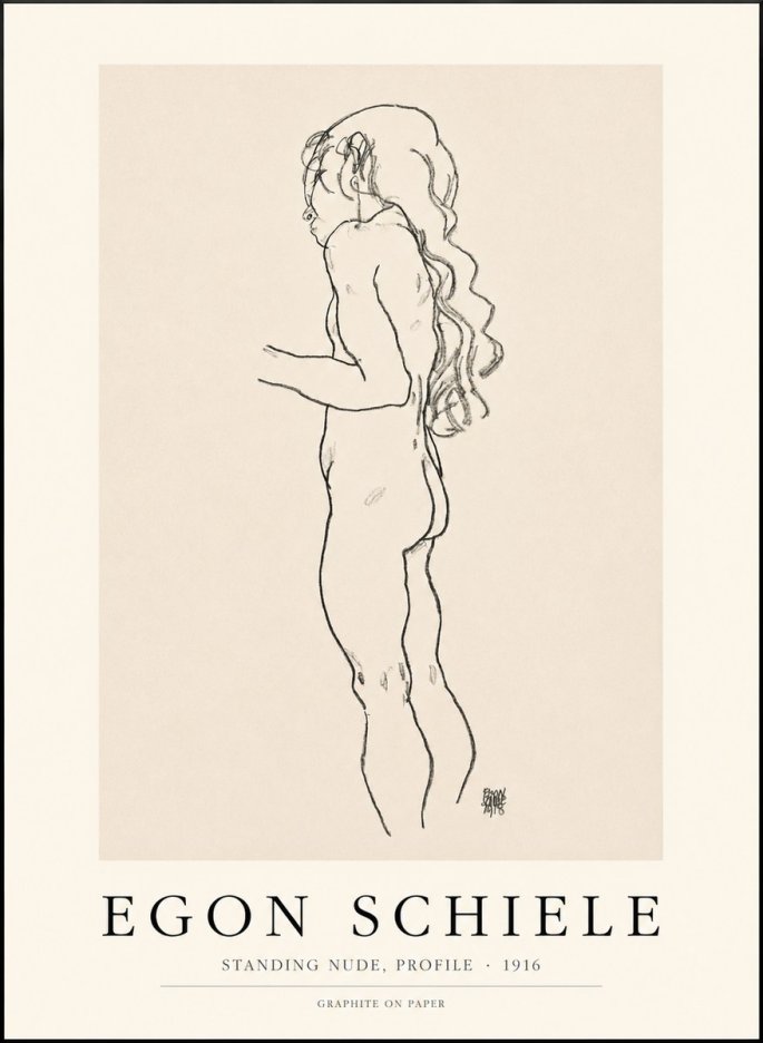 Schiele Standing Nude, Profile No1 - Poster