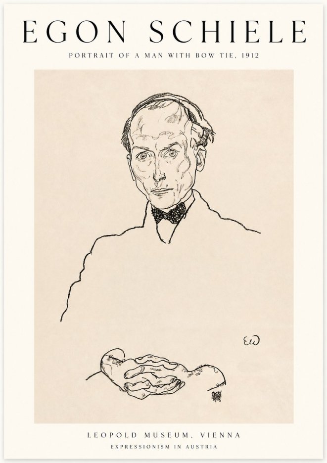 Schiele Portrait of a Man with Bow Tie, 1912 No1 - Poster