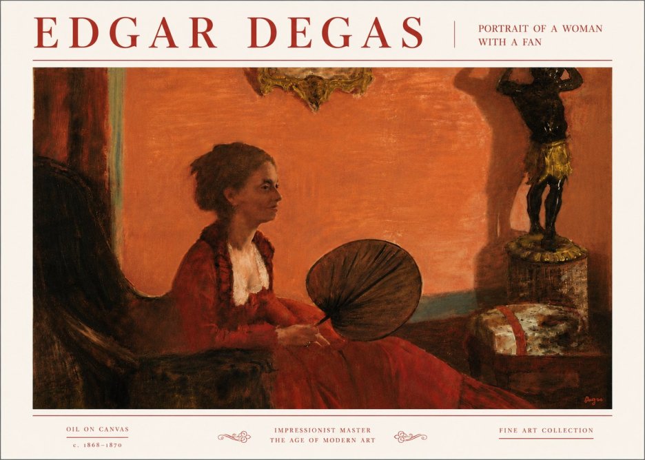Edgar Degas Portrait of a Woman with a Fan No6 - Poster