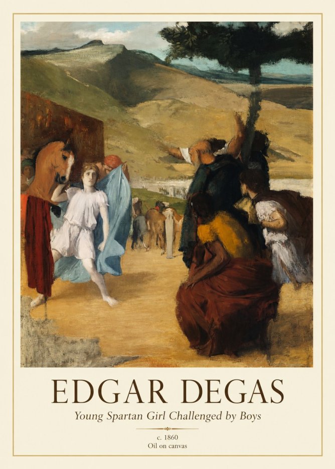 Edgar Degas Young Spartan Girl Challenged by Boys No1 - Poster
