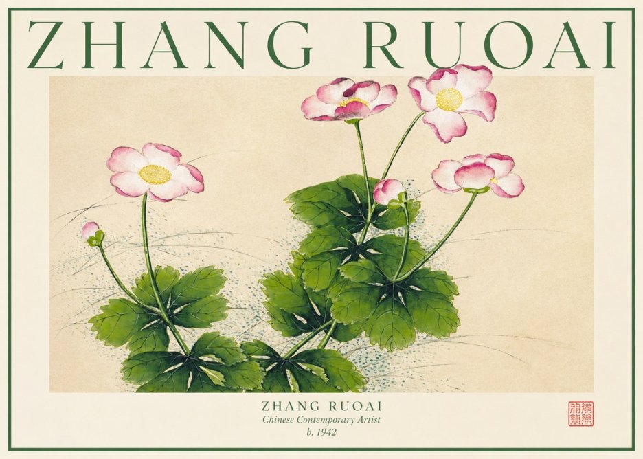 Zhang Ruoai Pink Anemones No1 - Poster