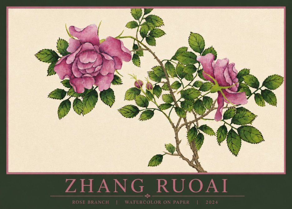 Zhang Ruoai Rose Branch No4 - Poster