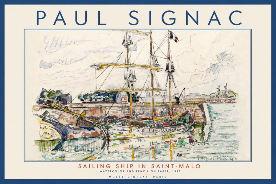 Signac Sailing Ship in Saint-malo No3 - Poster
