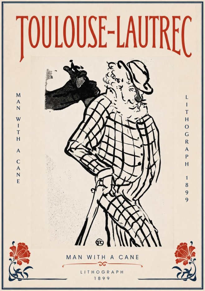 Toulouse-Lautrec Man with a Cane No5 - Poster